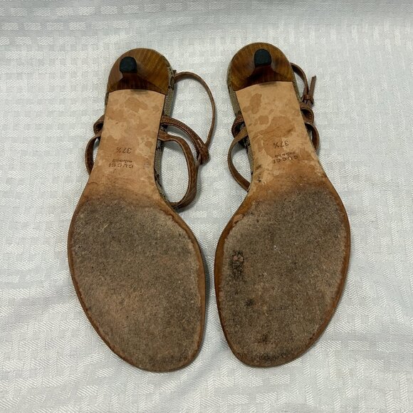 Authentic Gucci Brown Strappy Sandals with GG Monogram, Size 37 1/2 or 7.5 - Picture 2 of 8